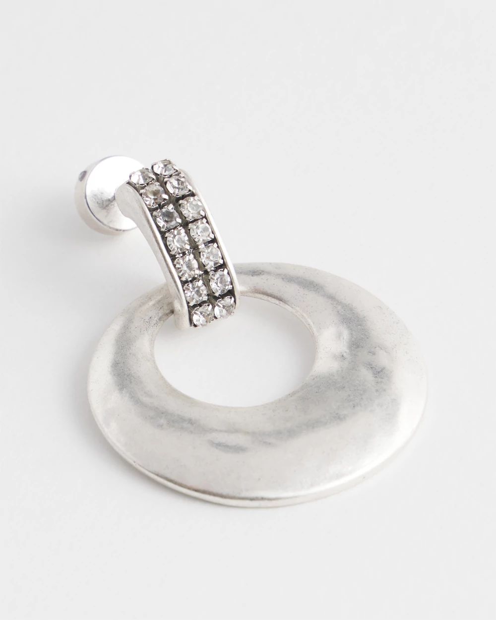 Silver & Pave Drop Circle Earrings