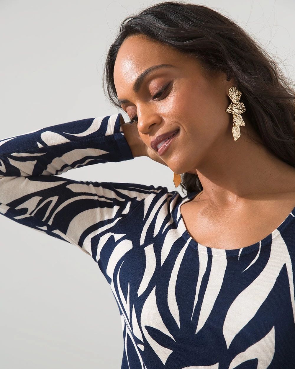 Spun Rayon Petal Print Sweater