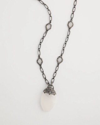 Genuine Quartz Crystal Stone Pendant Necklace click to view larger image.