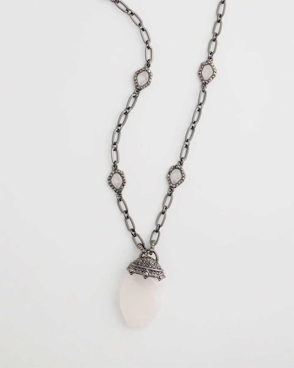 Genuine Quartz Crystal Stone Pendant Necklace click to view larger image.