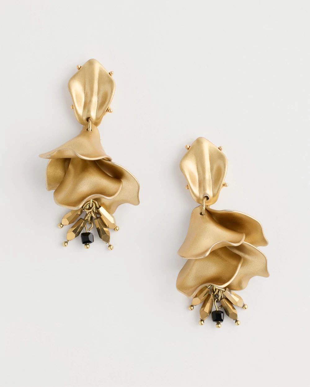 Goldtone Metallic Floral Drop Earrings