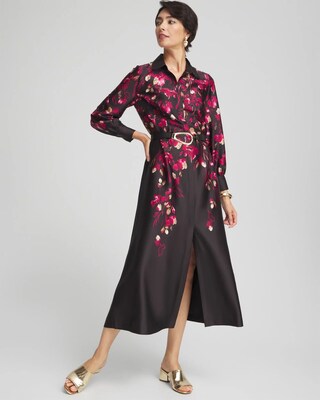 Leaf Print Shirt Dress click to view larger image.
