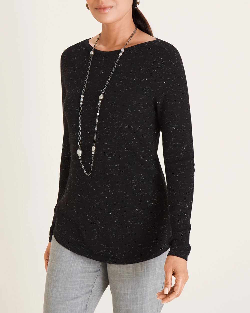 Cashmere-Blend Yarn-Detail Bateau-Neck Sweater