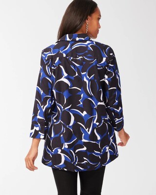 No Iron Stretch Abstract 3/4 Sleeve Tunic
