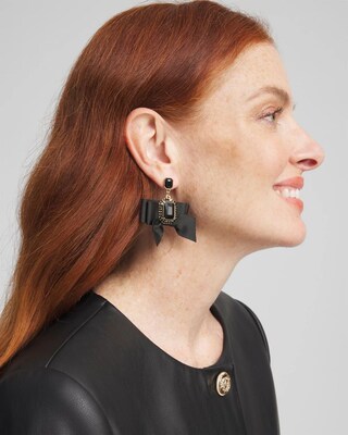 No Droop® Black Bow Earrings