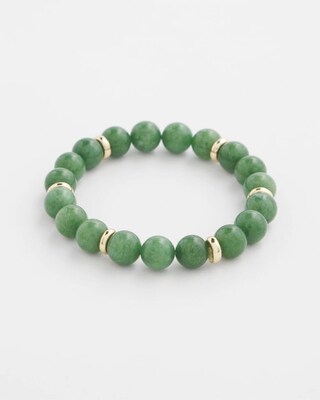Olive Jade Beaded Stretch Bracelet