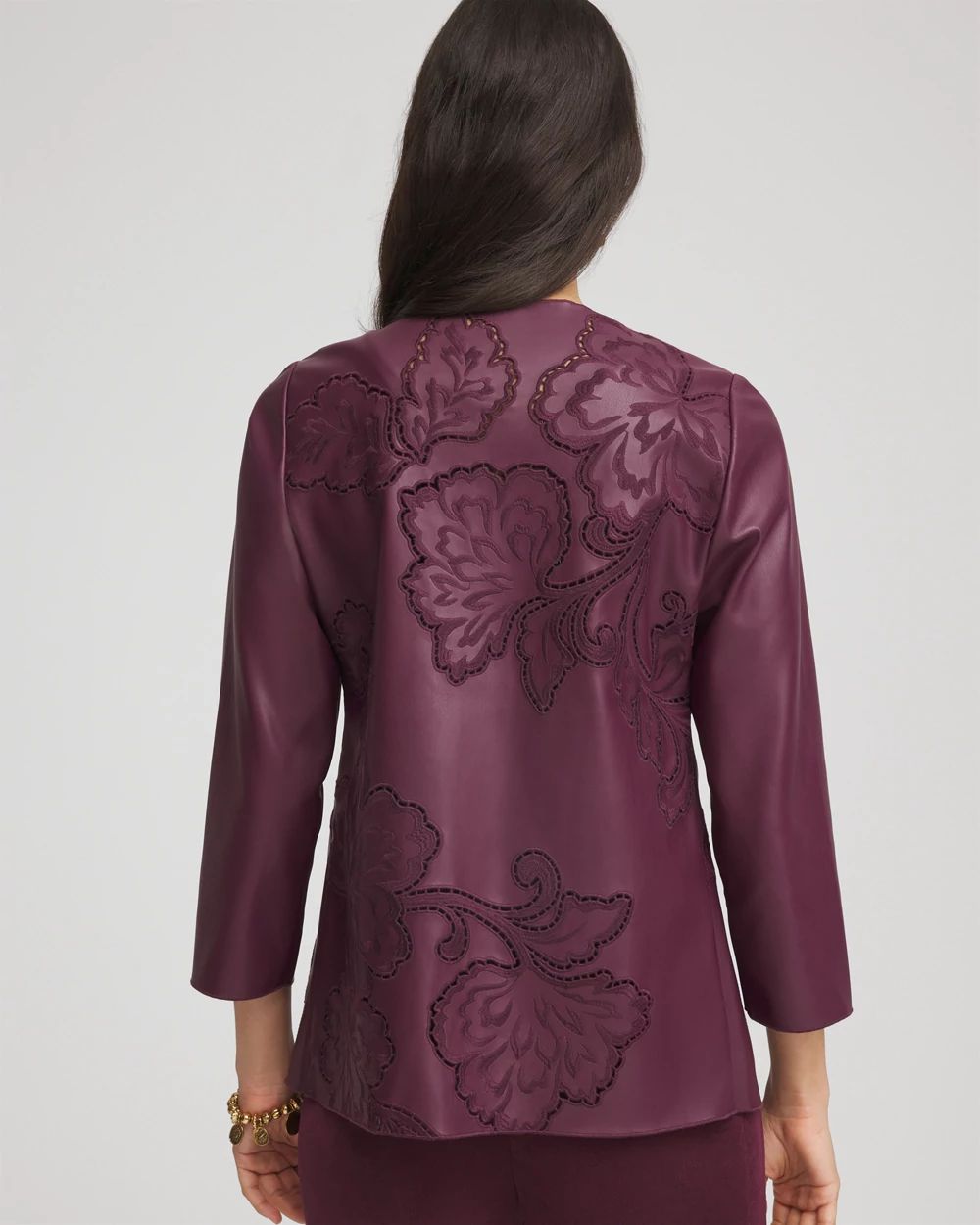 Travelers Collection™ Faux Leather Embroidered Jacket
