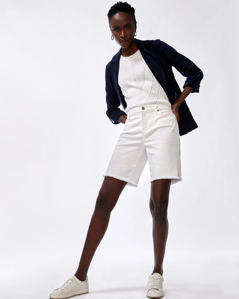 No Stain Girlfriend Fray Hem Shorts