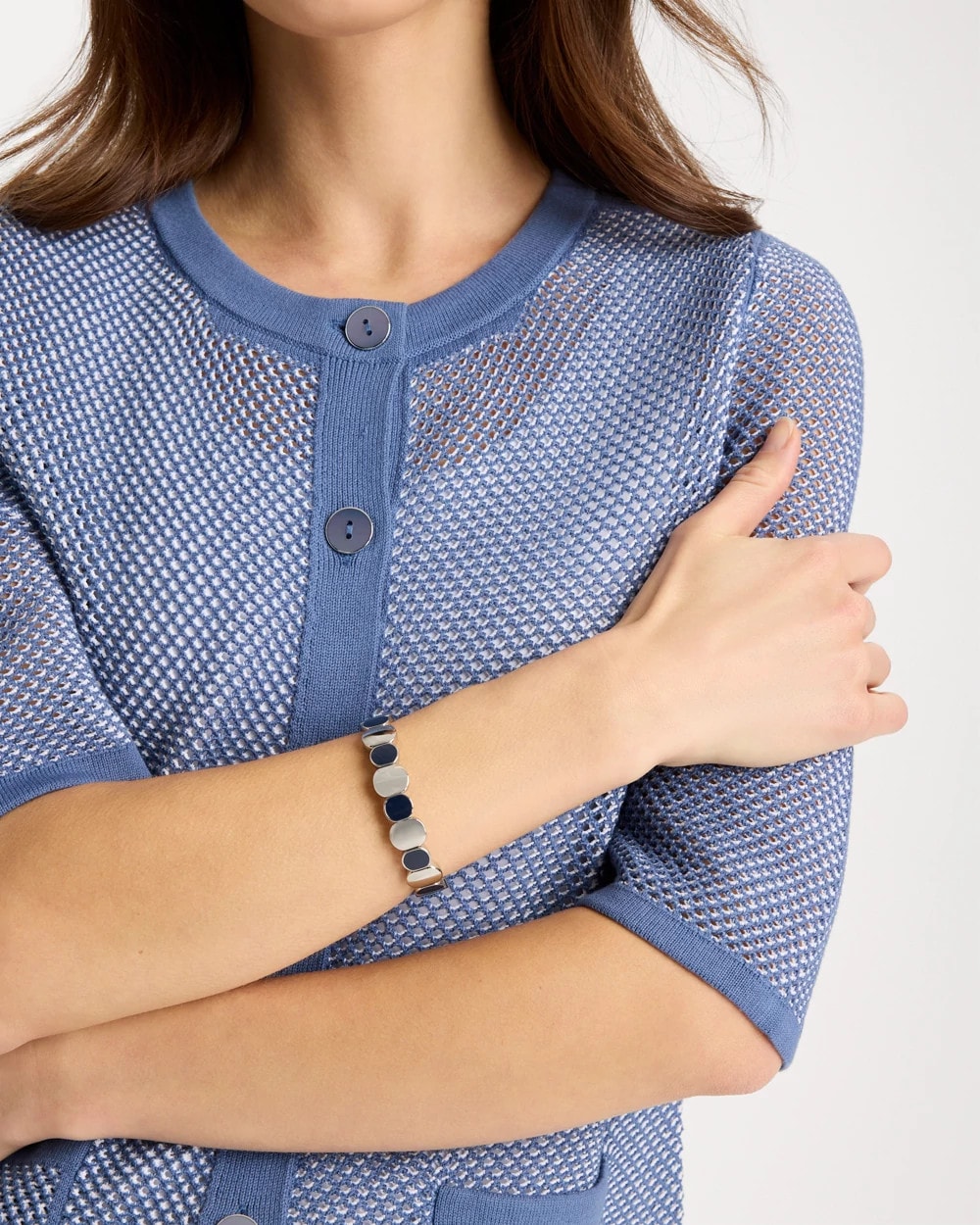 Navy Resin Glam Stretch Bracelet