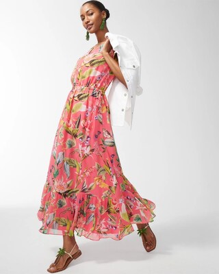 Chiffon Floral Print Maxi Dress