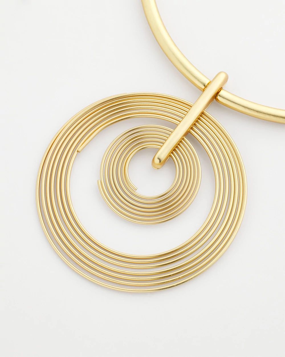 Goldtone Concentric Circles Pendant Necklace