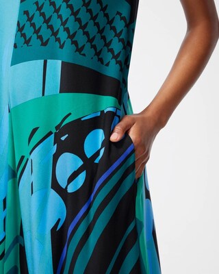 Abstract Print V-Neck Maxi Dress