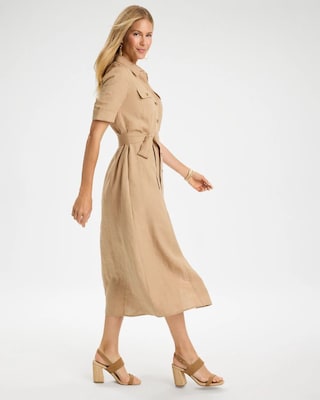 Linen Safari Shirtdress click to view larger image.