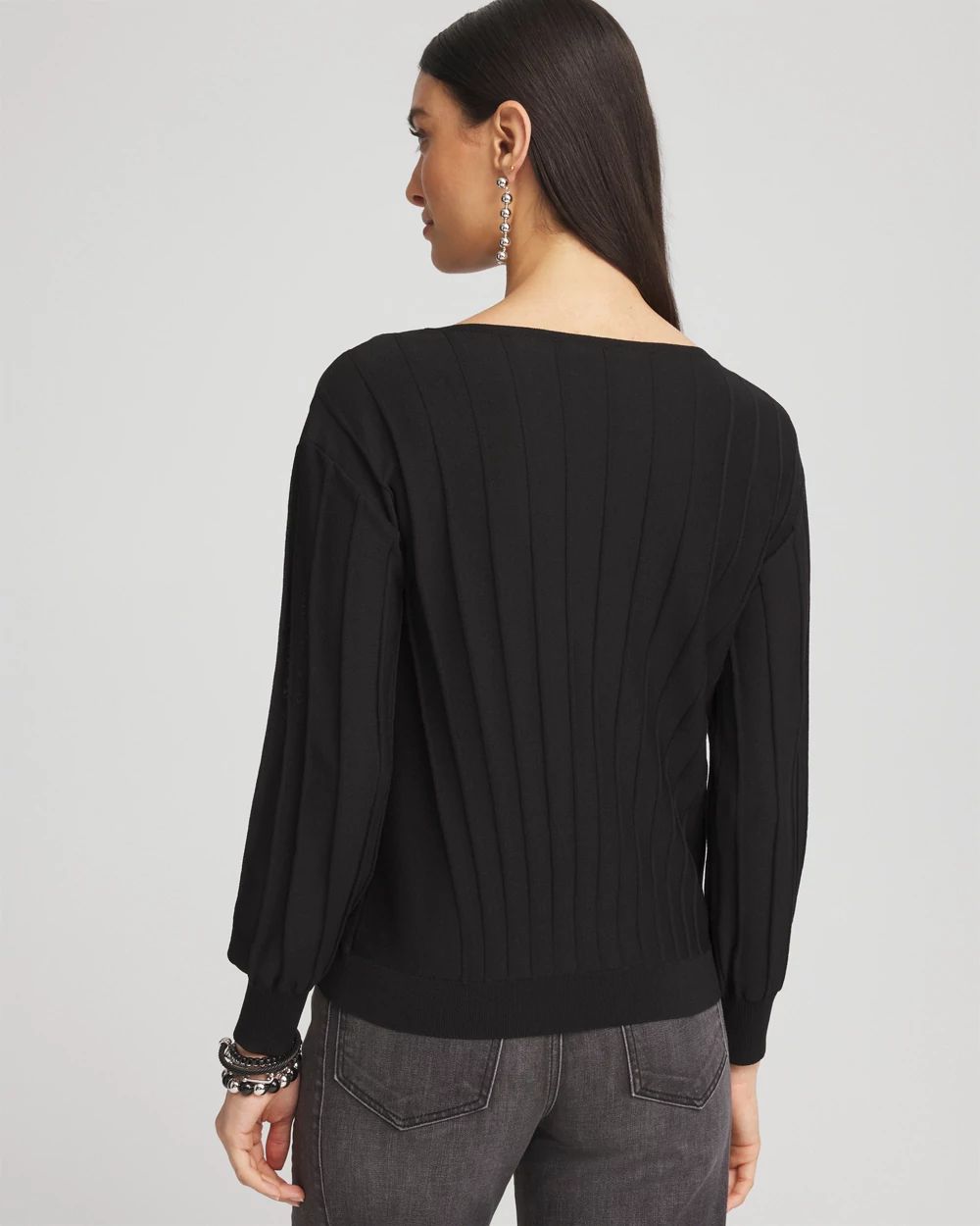 Pleated Long Sleeve Sweater click to view larger image.