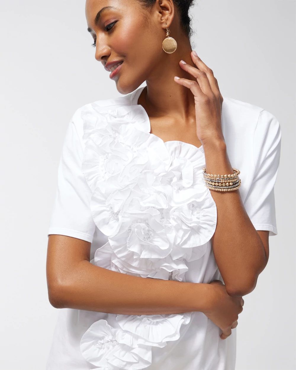 3D Floral Applique Ruffle Tee
