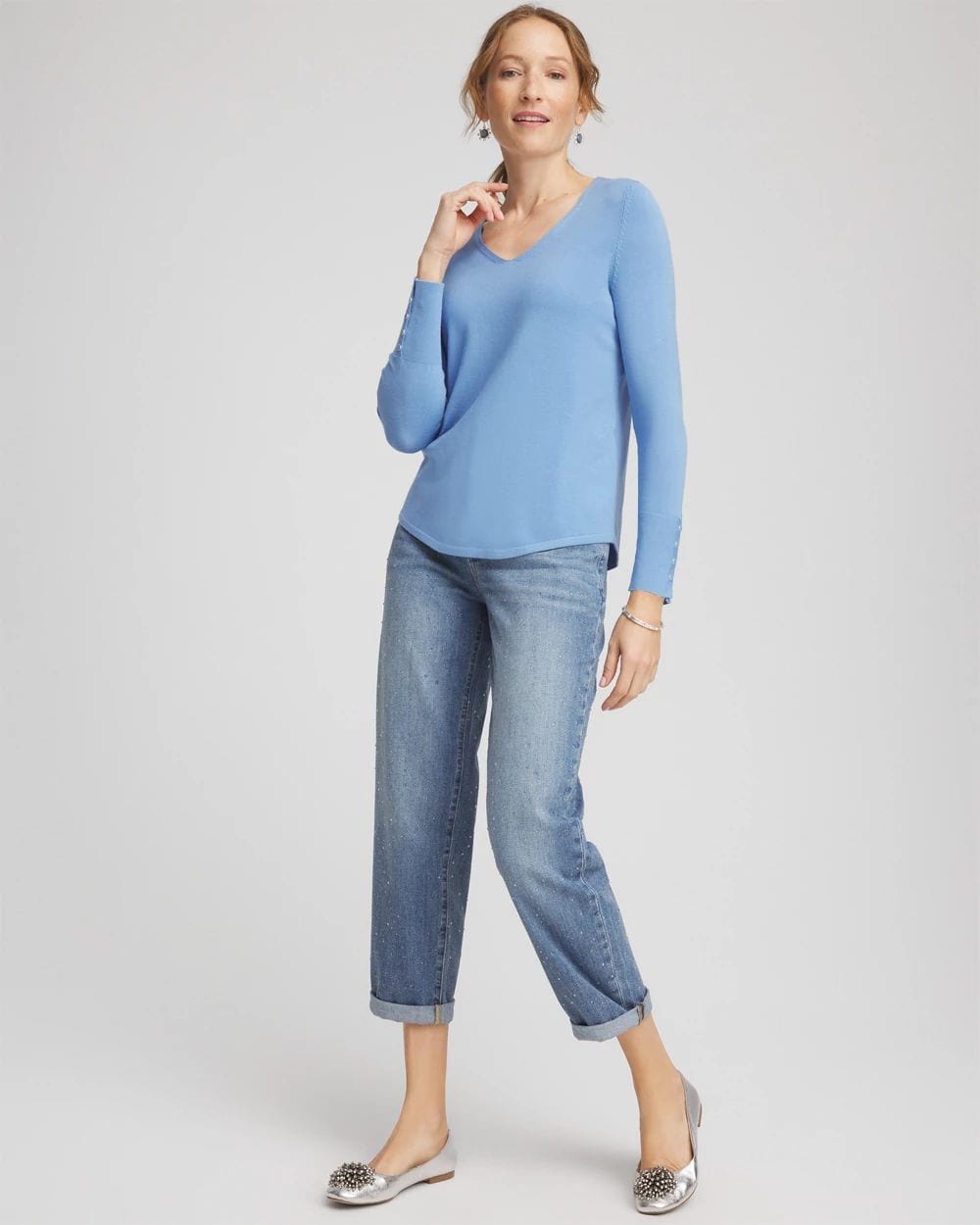 Ella V-Neck Pullover Sweater click to view larger image.