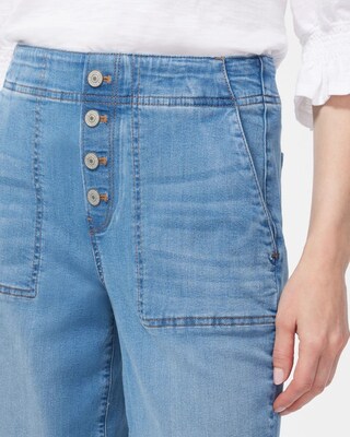 Petite Pull-On Wide Leg Ankle Jeans