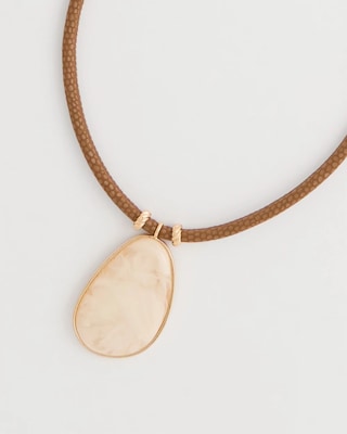 White Resin Pendant Cord Necklace click to view larger image.