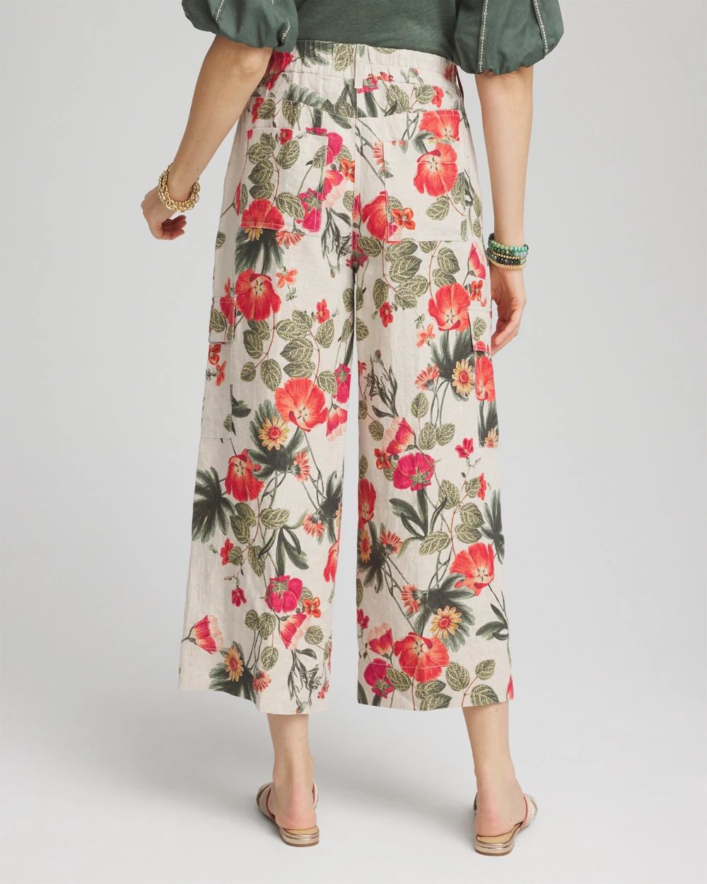 Linen Cargo Wide-Leg Pants