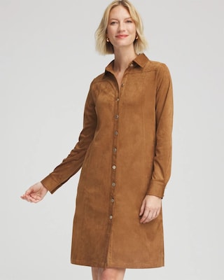 Faux Suede Shirtdress