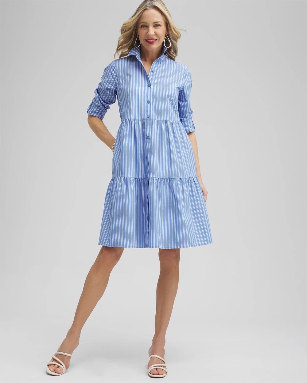 Poplin Stripe Shirt Dress click to view larger image.