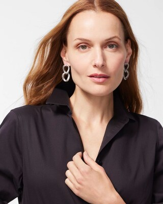 Silver Tone Drop Link Earrings