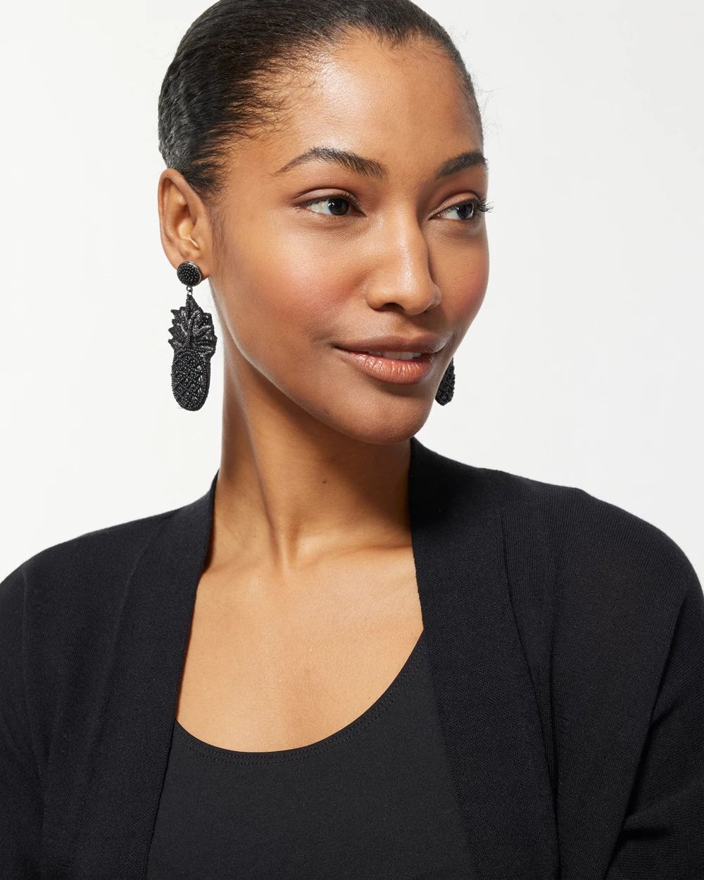 Black Pineapple Drop Earrings