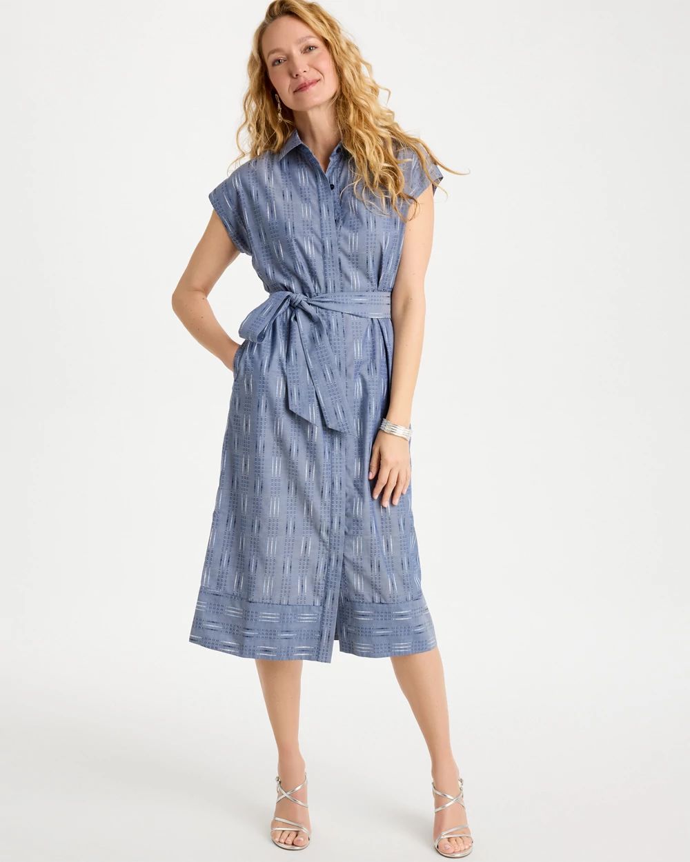 Clip Jacquard Denim Shirtdress