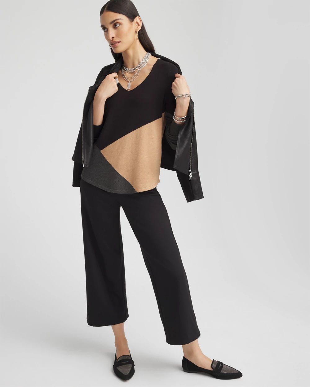 Colorblock V-Neck Pullover