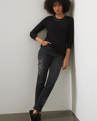 Embellished Girlfriend Ankle Jeans