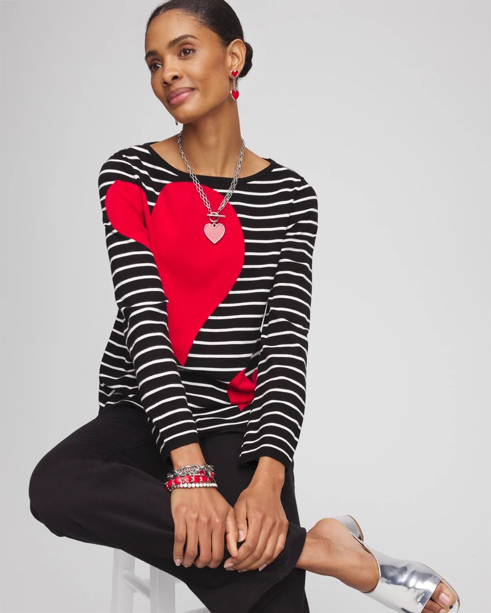 Valentine's Day Striped Pullover