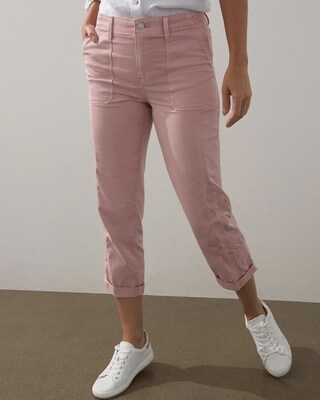Charmed Twill Embroidered Ankle Pants