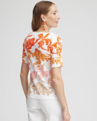 Leaf Print Bateau Neck Tee