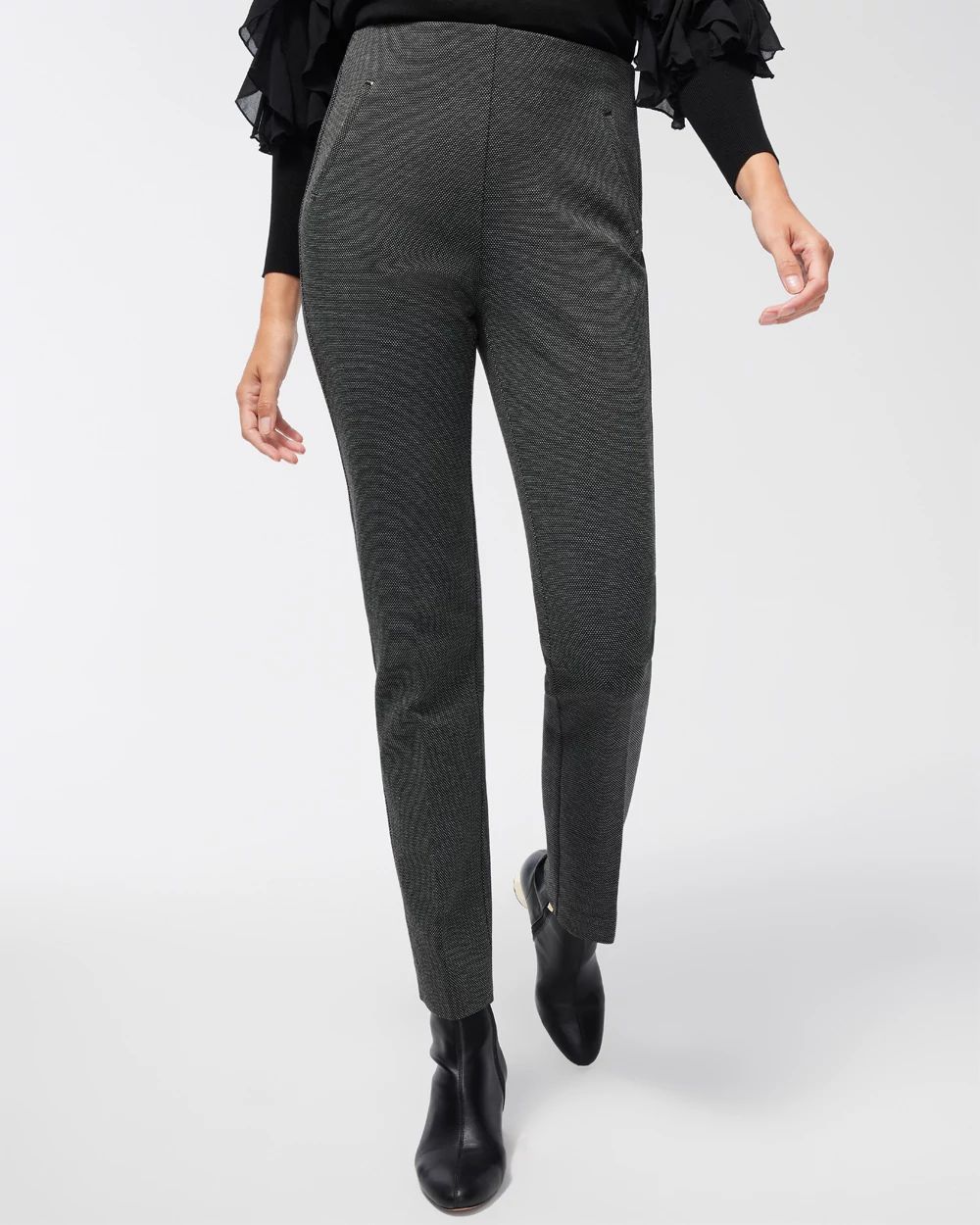 Petite Juliet Ponte Jacquard Ankle Pants