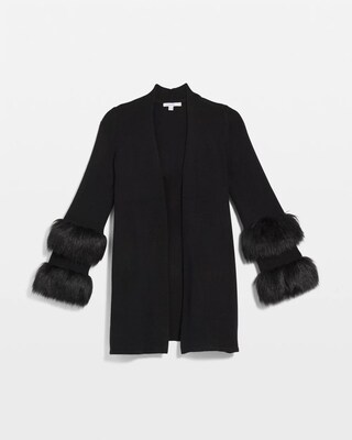 Travelers™ Collection Faux Fur Cuff Cardigan