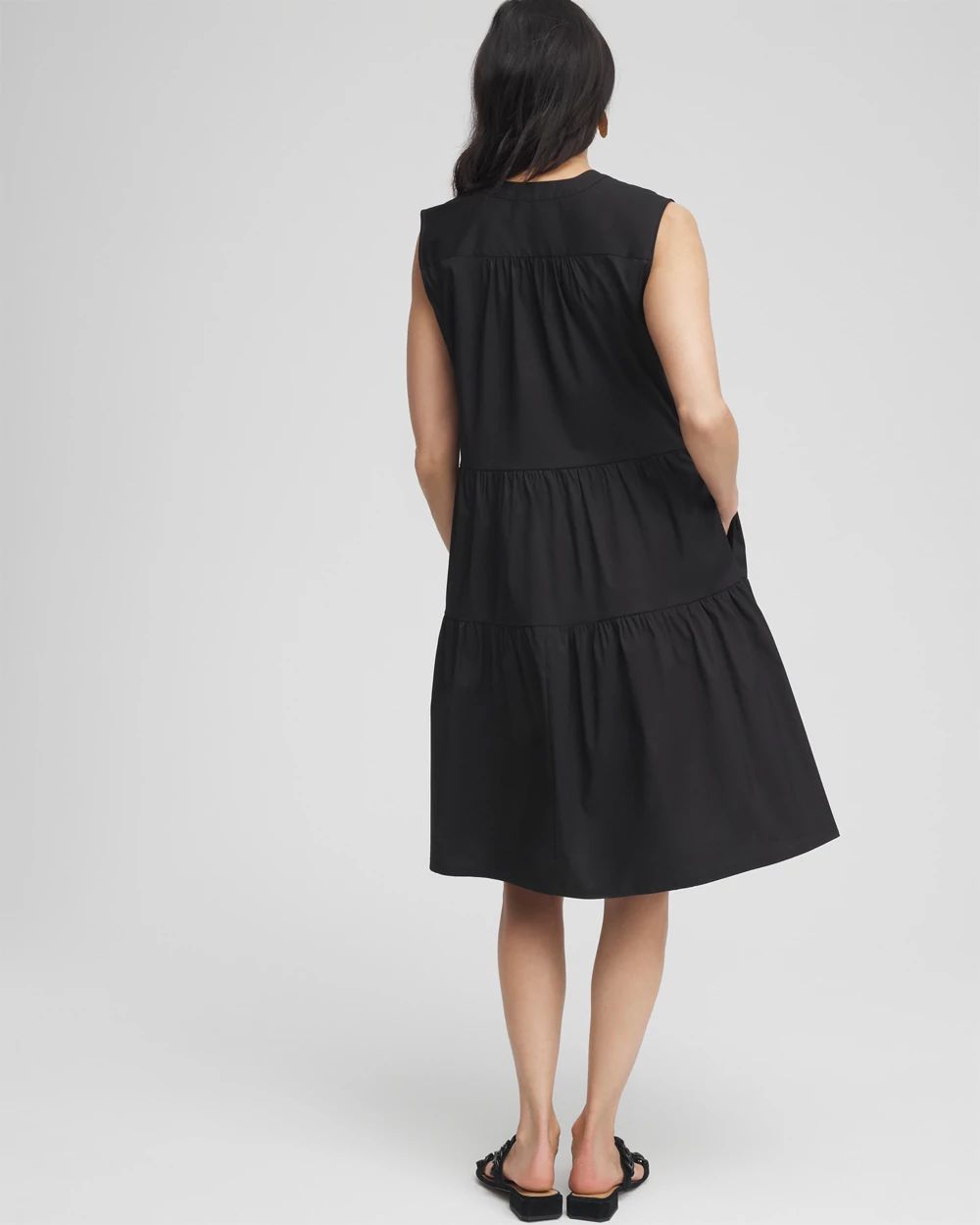 Poplin Smocked Midi Dress click to view larger image.