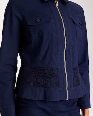 Poplin Cotton Lace Peplum Jacket click to view larger image.