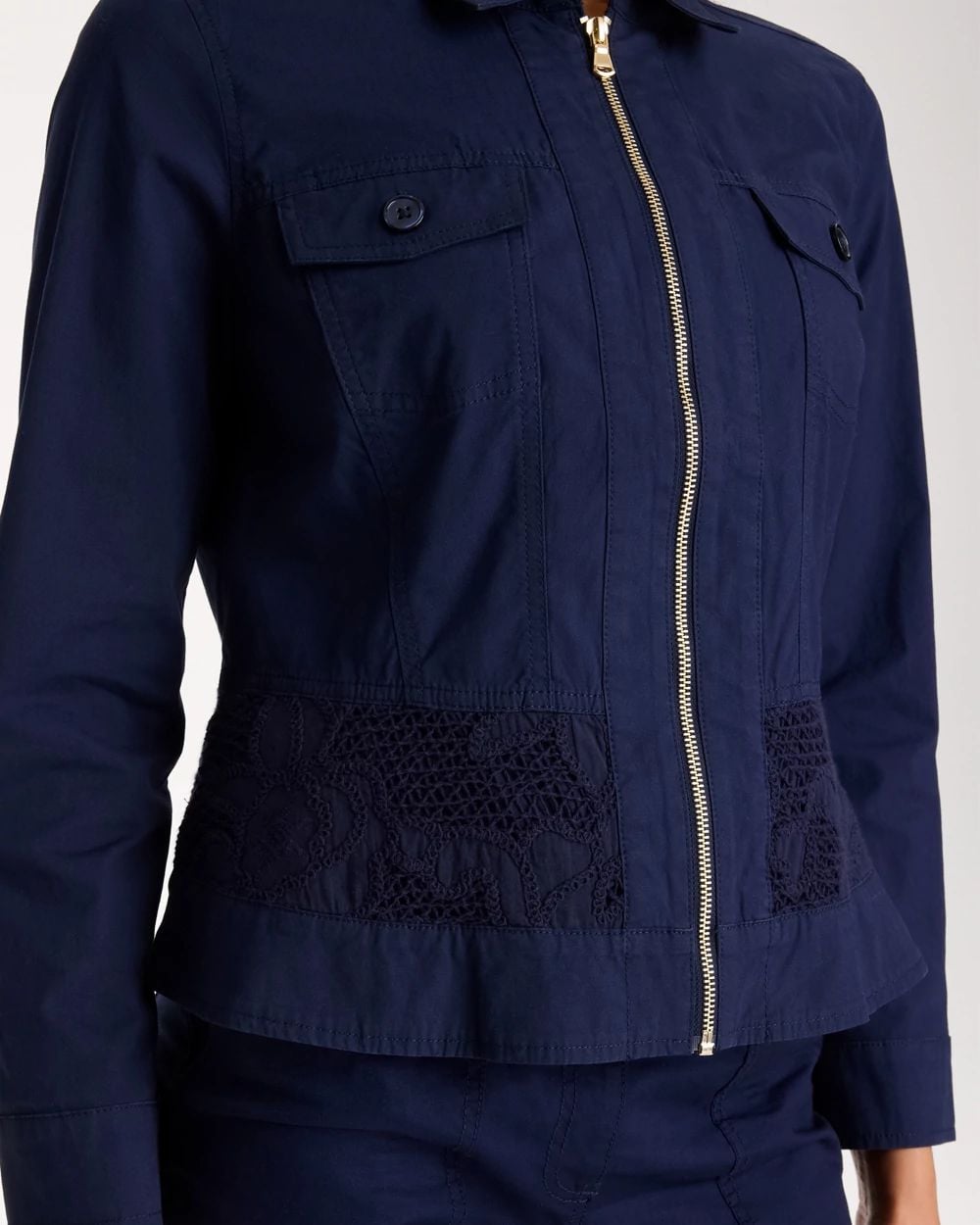 Poplin Cotton Lace Peplum Jacket