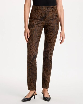 Animal Print Coated Girlfriend Slim Ankle Jeans click to view larger image.