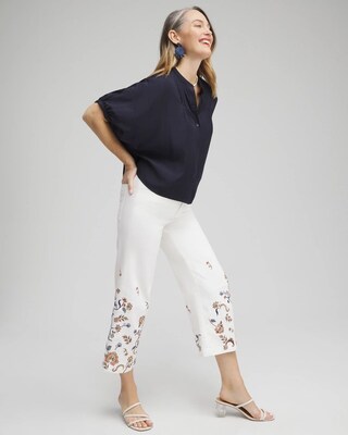 Embroidered  Cropped Trouser Jeans