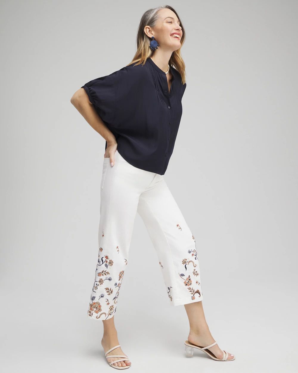 Embroidered  Cropped Trouser Jeans