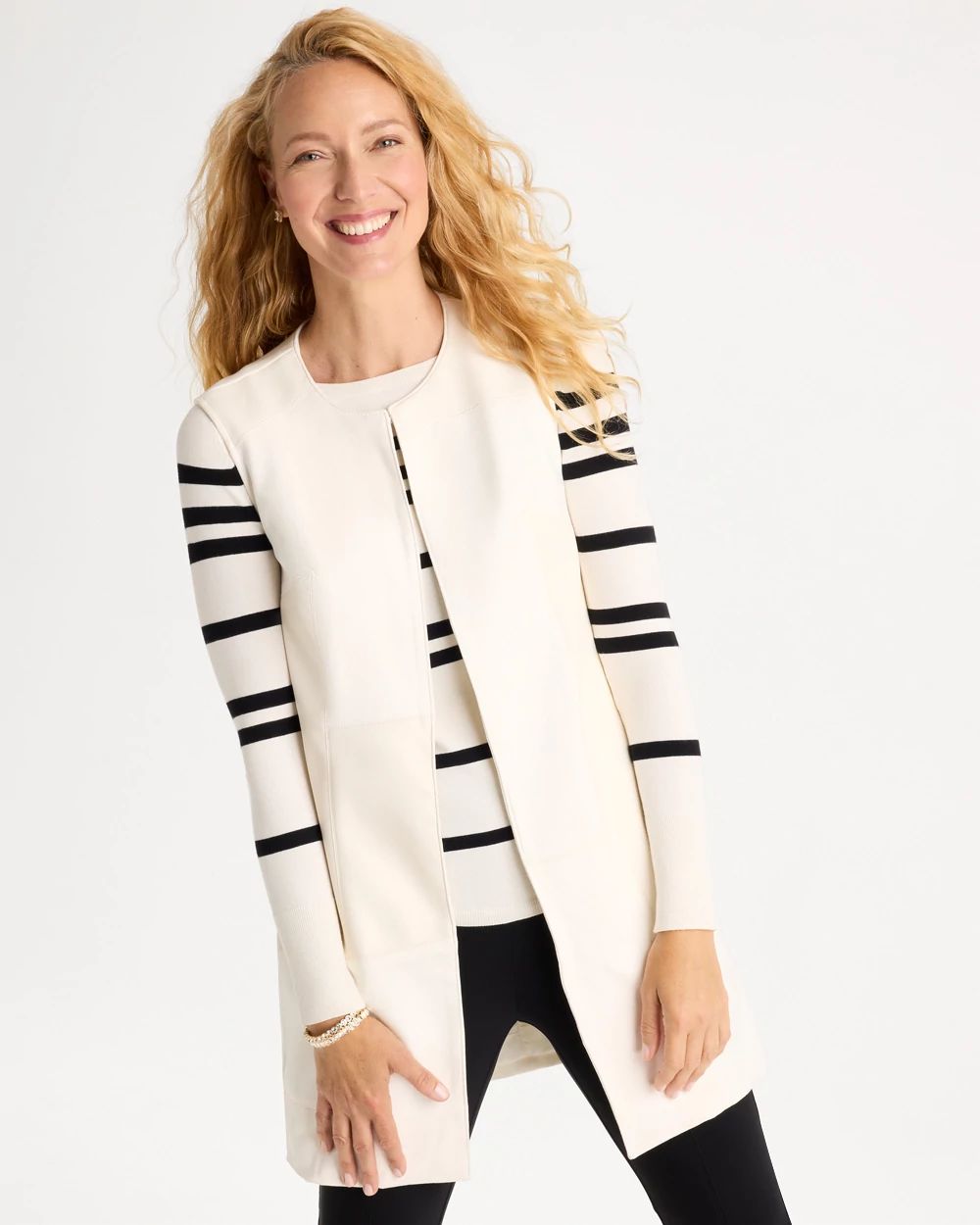 Faux Suede Ponte Long Vest