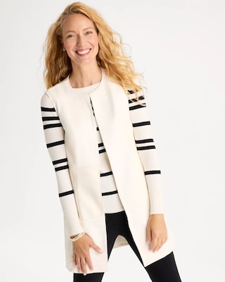 Faux Suede Ponte Long Vest
