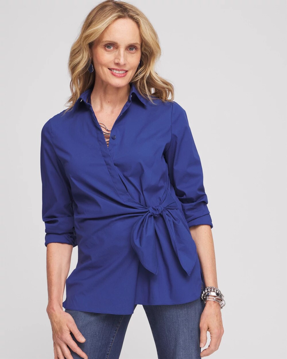 Poplin Tie Front Shirt