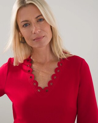Ponte Openwork Trim Dress