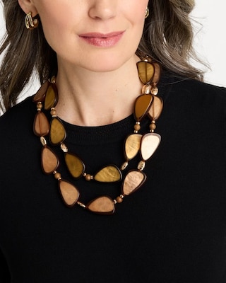 Neutral Double Strand Geo Necklace click to view larger image.