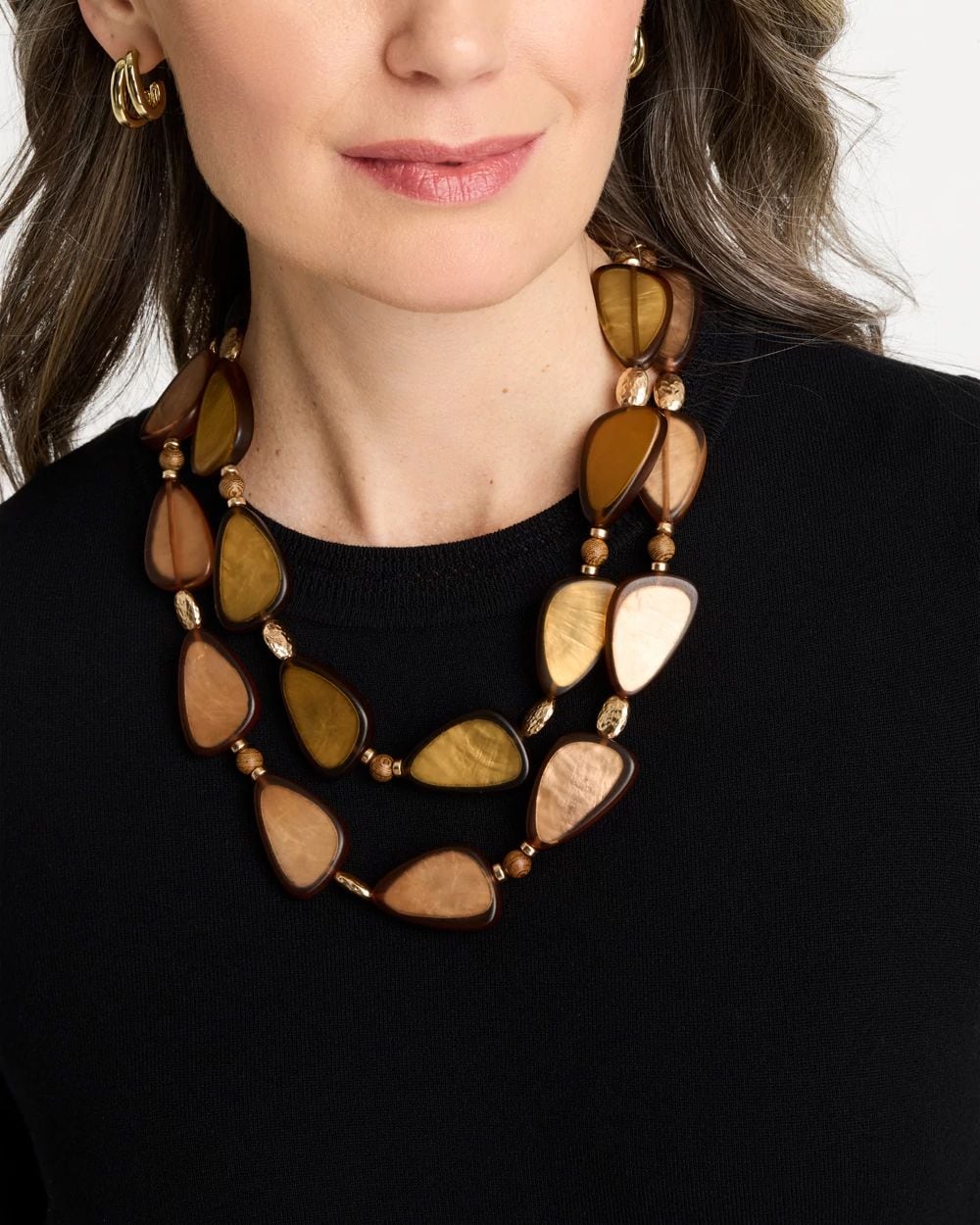 Neutral Double Strand Geo Necklace