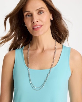 Pearlescent Bead Ball Long Necklace click to view larger image.