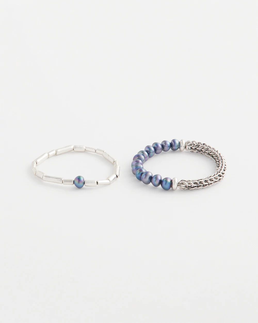 Set of Two Silver Stretch Bracelets click to view larger image.