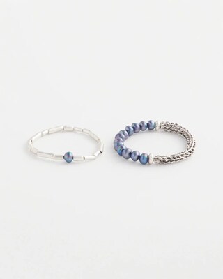 Set of Two Silver Stretch Bracelets click to view larger image.